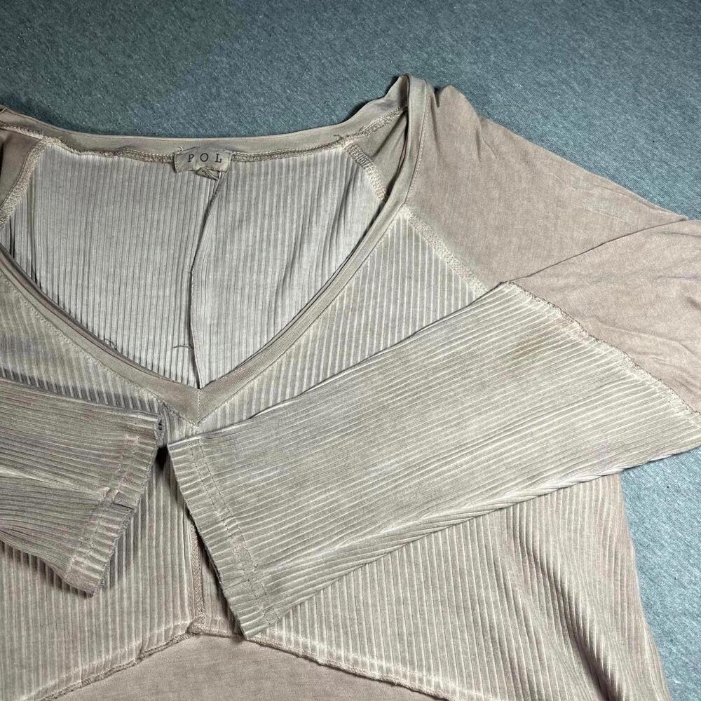 POL Clothing Ribbed Knit Woman’s Tunic Top V-Neck Rayon/spandex Blend POL Top